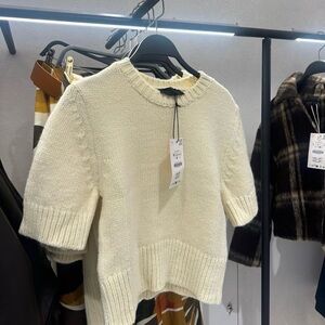 Zara Cream Short-Sleeve Knit Sweater - Women